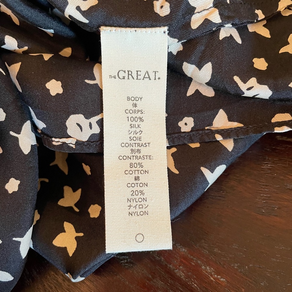 the Great. Silk Blouse in Black/Ivory - Picture 4 of 4